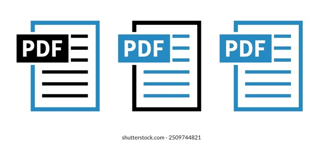 conjunto de ícones de arquivo PDF no plano de fundo branco