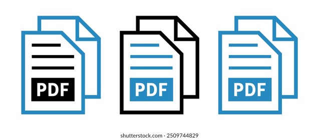 conjunto de ícones de arquivo PDF no plano de fundo branco