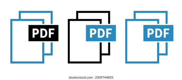 conjunto de ícones de arquivo PDF no plano de fundo branco