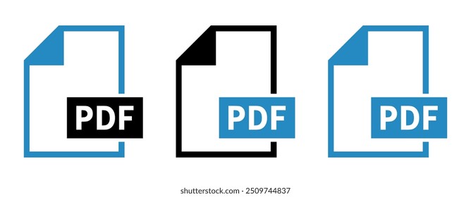 conjunto de ícones de arquivo PDF no plano de fundo branco