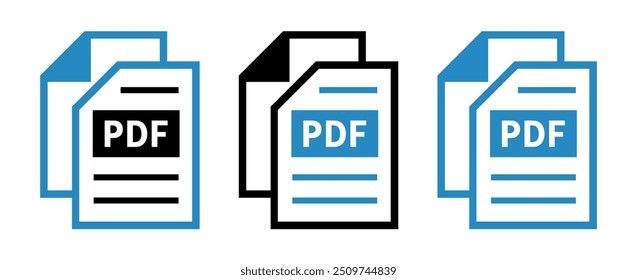 conjunto de ícones de arquivo PDF no plano de fundo branco