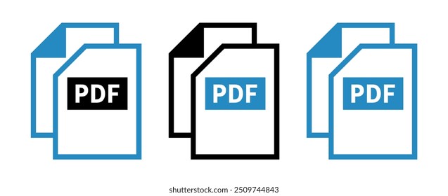 conjunto de ícones de arquivo PDF no plano de fundo branco