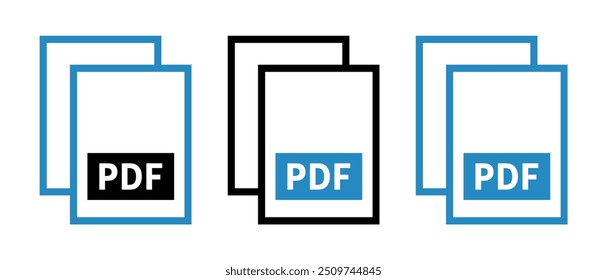 conjunto de ícones de arquivo PDF no plano de fundo branco