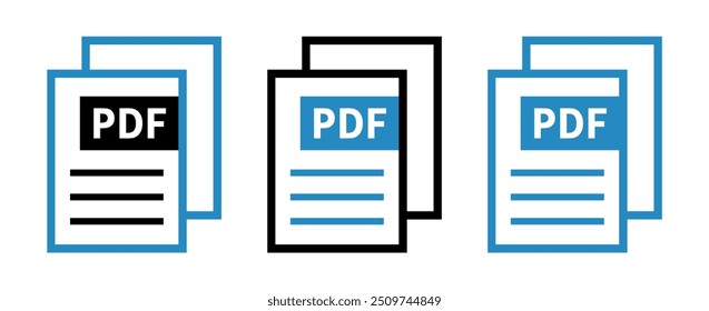 conjunto de ícones de arquivo PDF no plano de fundo branco