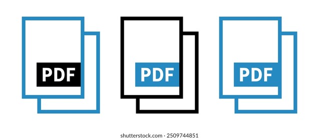 conjunto de ícones de arquivo PDF no plano de fundo branco