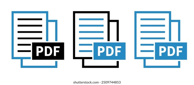 conjunto de ícones de arquivo PDF no plano de fundo branco