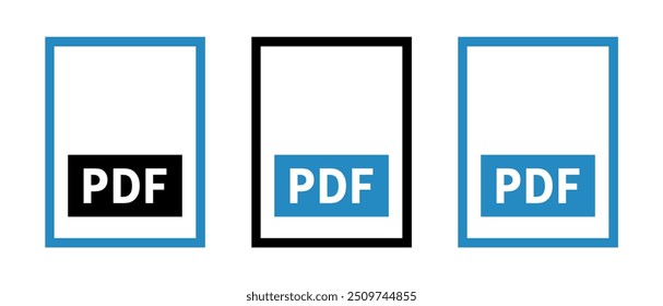 Conjunto de iconos de archivo PDF sobre fondo blanco