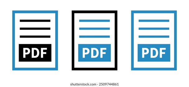 conjunto de ícones de arquivo PDF no plano de fundo branco