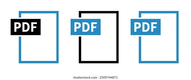 conjunto de ícones de arquivo PDF no plano de fundo branco