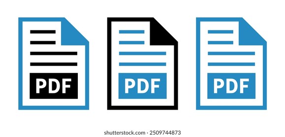 conjunto de ícones de arquivo PDF no plano de fundo branco