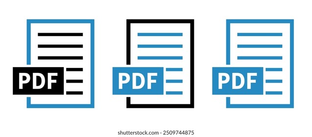 conjunto de ícones de arquivo PDF no plano de fundo branco