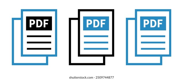 conjunto de ícones de arquivo PDF no plano de fundo branco