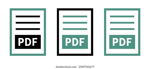 conjunto de ícones de arquivo PDF no plano de fundo branco