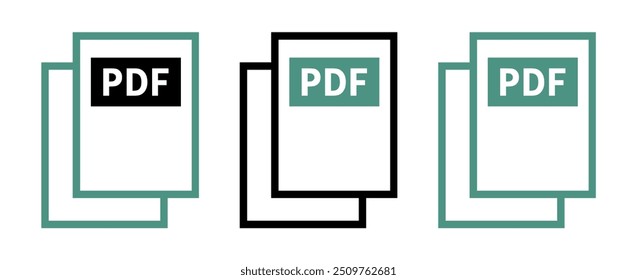 conjunto de ícones de arquivo PDF no plano de fundo branco