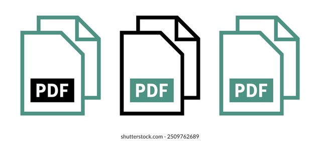 conjunto de ícones de arquivo PDF no plano de fundo branco