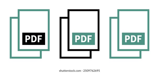 conjunto de ícones de arquivo PDF no plano de fundo branco