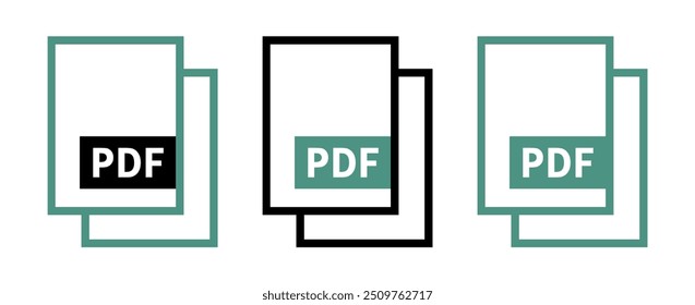 conjunto de ícones de arquivo PDF no plano de fundo branco