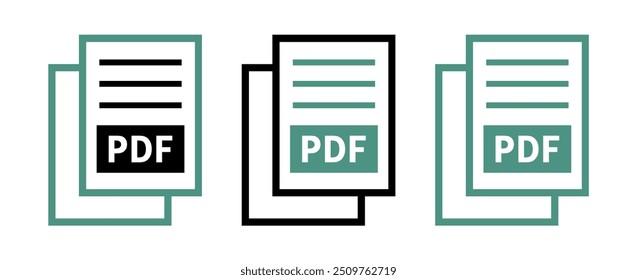 conjunto de ícones de arquivo PDF no plano de fundo branco