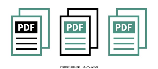 conjunto de ícones de arquivo PDF no plano de fundo branco