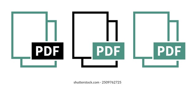 set of PDF file icons on white background