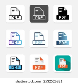 Defina o formato de arquivo dos ícones pdf com um display claro e fácil de ler, adequado para aplicações web, UI e móveis.