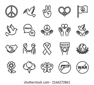 Set of Peace and freedom related, Vector, Icon, Illustration.