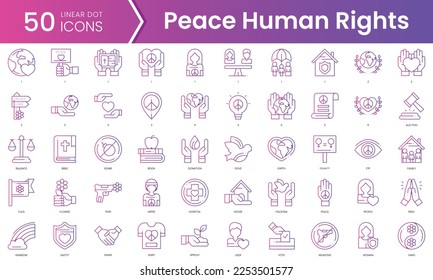 Set of peace human rights icons. Gradient style icon bundle. Vector Illustration