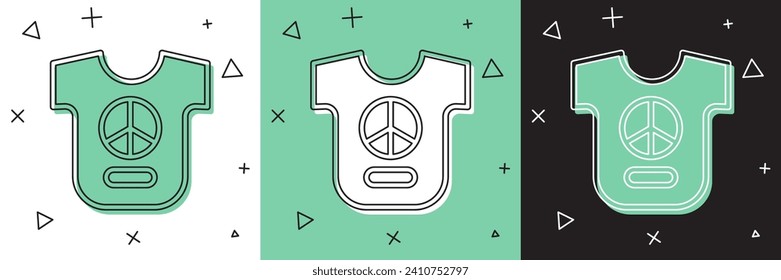 Set Peace icon isolated on white and green, black background. Hippie symbol of peace.  Vector