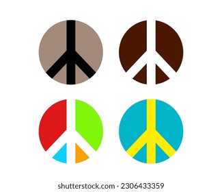 Set of peace signs. Colourful peace symbols in different styles. Vector EPS10.