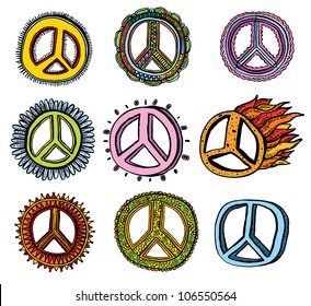 set of peace symbols