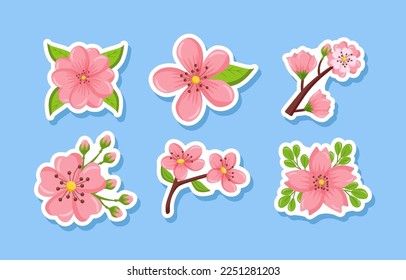 Set of Peach Blossom Flower Sticker Design