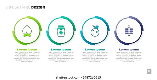 Set Peach fruit or nectarine, Jar of honey,  and Firework. Business infographic template. Vector