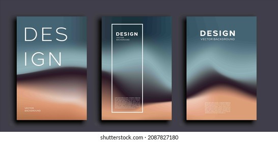 Set of peach and green covers design templates with gradient background.