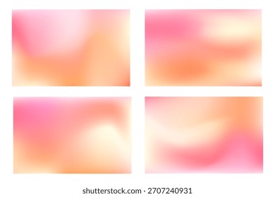 Set of peach and pink soft gradient. Simple liquid gradient vector background