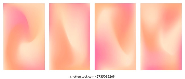 Set of peach and pink soft gradient. Simple liquid gradient vector background