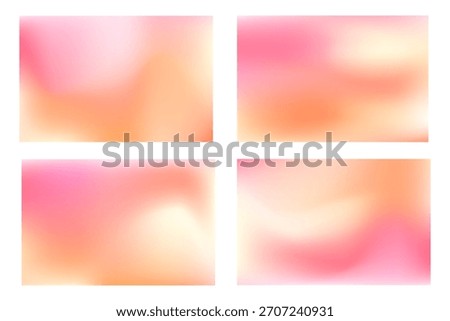 Set of peach and pink soft gradient. Simple liquid gradient vector background
