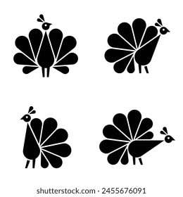 Set of Peacock logo. Icon design. Template elements