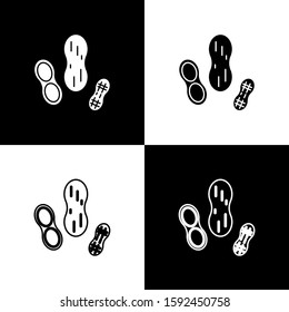 Set Peanut icon isolated on black and white background.  Vector Illustration
