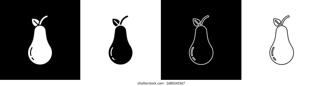 Icono de ajuste de color blanco y negro. Fruta con símbolo de hoja. Ilustración vectorial