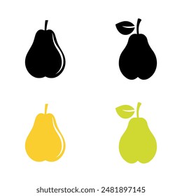 Set of Pear icons. Vector illustration in flat style