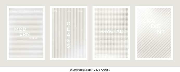 Conjunto de rayas de gradiente de color crema perla con fondo de efecto de vidrio de Fractal acanalado. Cartel suave de seda beige simple. Diseño dinámico moderno para el arte de la pared, volantes, folletos, cubiertas y Anuncios de Web.