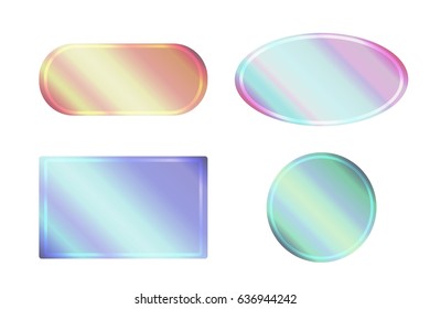 Set of pearlescent banners of different shapes. Vector element for your design
