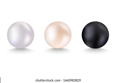 set of pearls isolated on white background for design