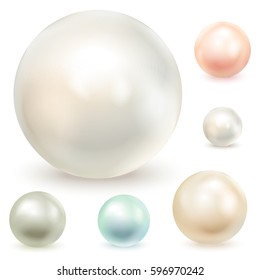 Set of pearls, isolated on a white background. Vector illustration