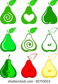set of pears isolated on white background. Vector illustration