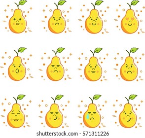  set pears on white background for design  stickers