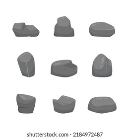 Set pebble stone element isolated