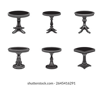set of pedestal table icon silhouette vector illustration

