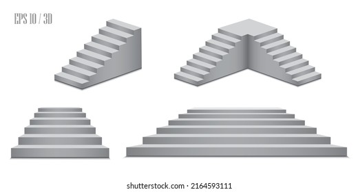 pedestal de podio, plataforma de visualización vectorial o soporte de escenario 3D, dais rayados realistas. Fondo de podio de estudio blanco o pilares de plataforma peatonal de visualización de productos
