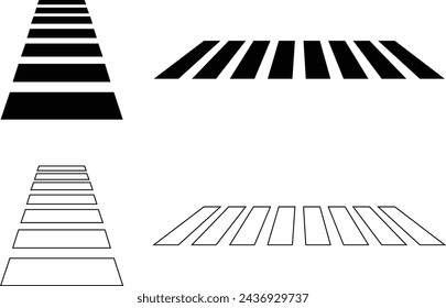 Set of Pedestrian Crossing icons in flat styles editable stock. Crosswalk symbols. Zebra Crossing vectors on transparent background. Pedestrians traffic road signs for website or mobile app designs.